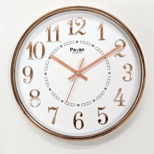 P-115 Wall Clock - Plastic, 12 Inches, Beige, Round Shape, Polished Surface | Stylish Fashion Analog, Quartz Technology For Accurate Timekeeping