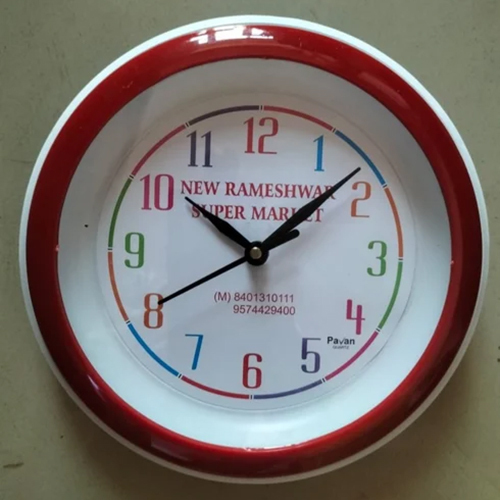 P-1010 Wall Clock - Plastic, 14 Inch Diameter, Round Shape, Customized Color Options | Quartz Type, Polished Surface, 6-12 Month Warranty