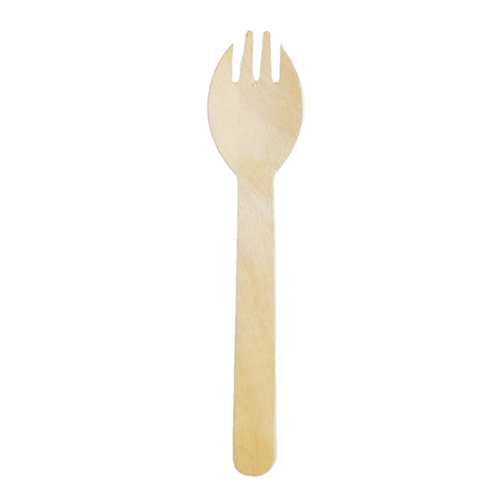 160 Mm Birchwood Spork - Color: Brown