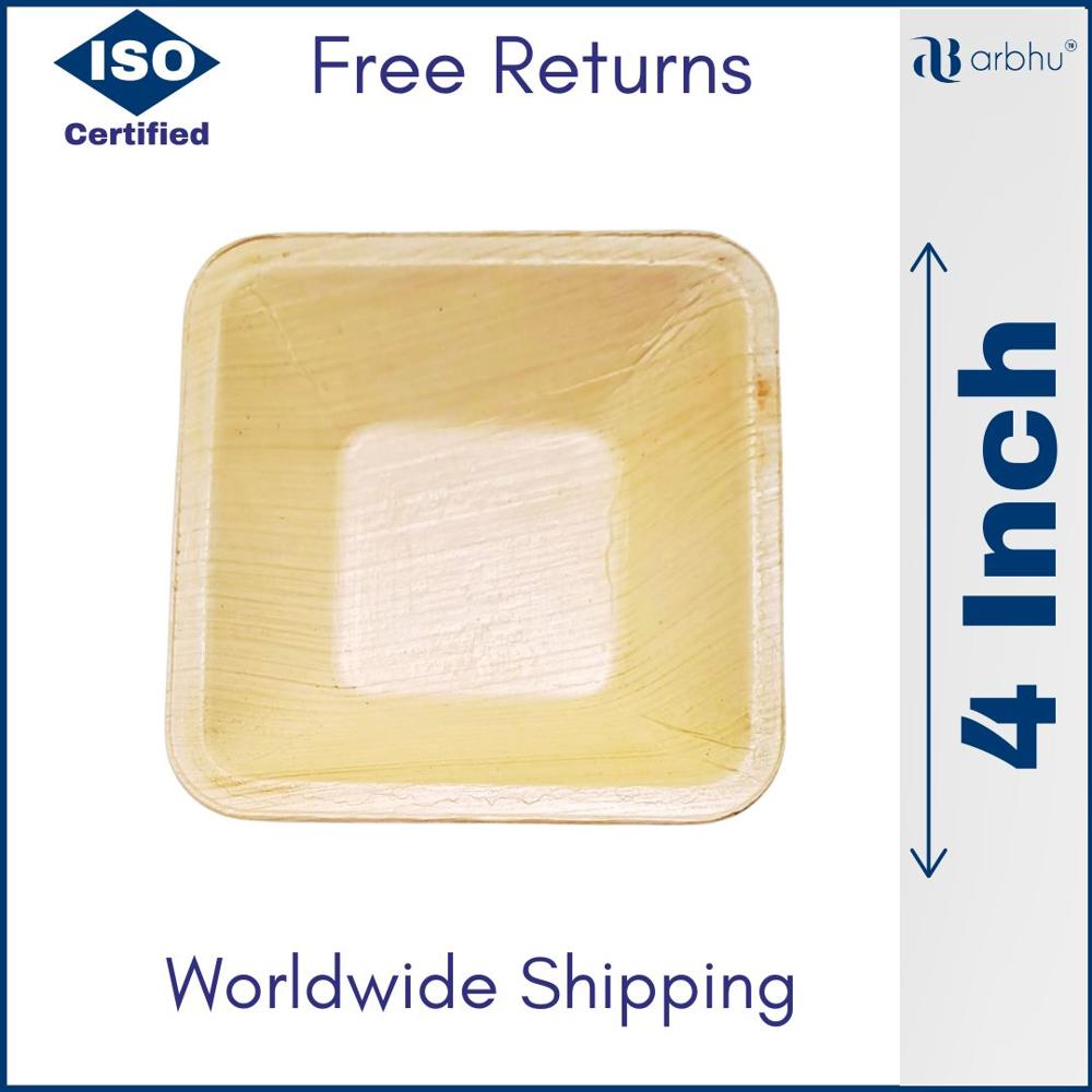 4 Inch Round Bowl - Palm Leaf, Natural Color | Disposable, Biodegradable, No Chemicals, Ideal For Events And Outdoor Use