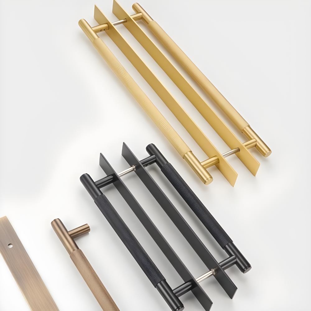 Thunder Knurled Double-sided Appliance Pull With Backplate | Sliding Door Handle | Barn Door Handle | Glass Door Handle - Color: Matte Gold