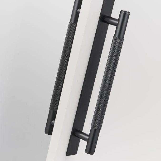 Thunder Knurled Double-sided Appliance Pull With Backplate | Sliding Door Handle | Barn Door Handle | Glass Door Handle - Color: Matte Gold