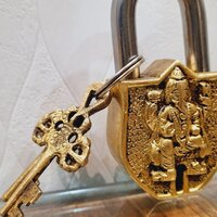 Brass Ganesha Engraved Padlock | Divine Protection for Your Home | Brass Padlock For Home Safety ( Yellow, 3.5 inch)