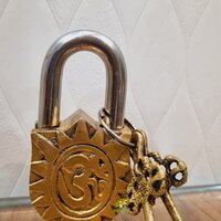 Brass Ganesha Engraved Padlock | Divine Protection for Your Home | Brass Padlock For Home Safety ( Yellow, 3.5 inch)