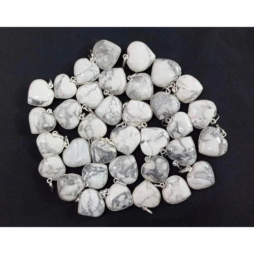 Heart Shaped Howlite Stone Pendant - Howlite Stone, 5mm Size, White Color | Elegant Accessory for Special Occasions and Party Wear