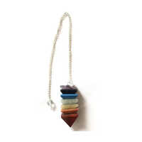 Seven Chakra Pyramid Pendulum - Natural Agate Stone, Various Sizes, Multicolour Design | Perfect For Astrology And Chakra Balancing