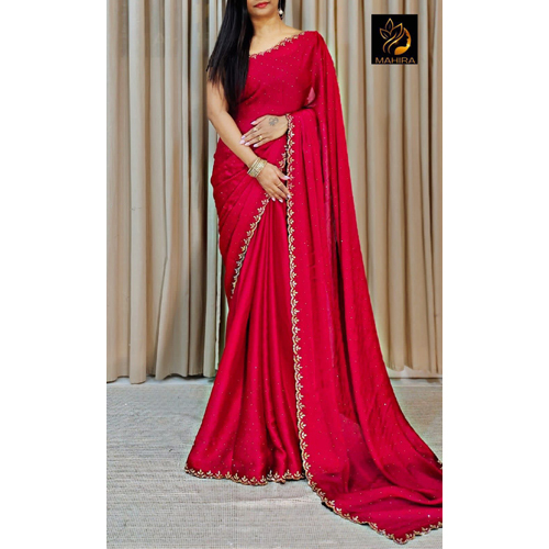 Pink Super Soft Bridal Party Wear Silk Saree