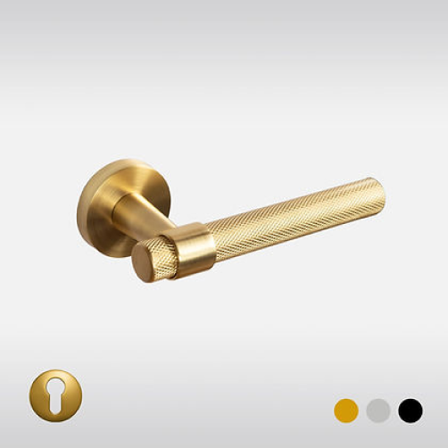 Orion Knurled Solid Brass Lever Handle | Passage Door Lever | Privacy Door Lever | Bedroom Handle | Suitable for Internal Doors