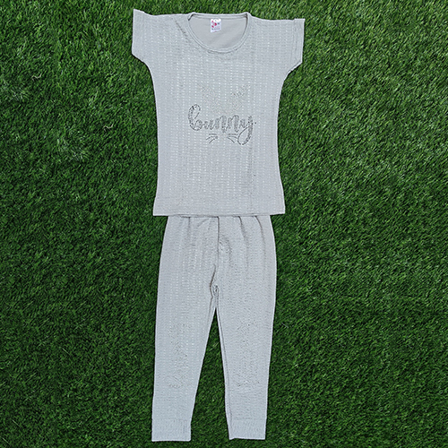 Grey Lycra Grey Girls Wear Set - Color: Gray