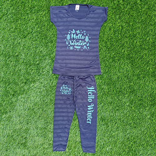 Navy Blue Lycra Kids Wear Set - Color: Different Available