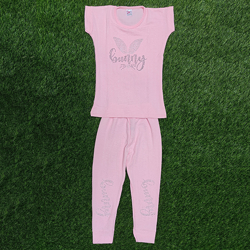 Pink Lycra Girls Wear Set