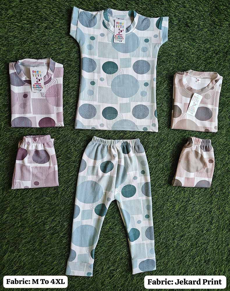 Blue Lycra Kids Printed Nightwear Set