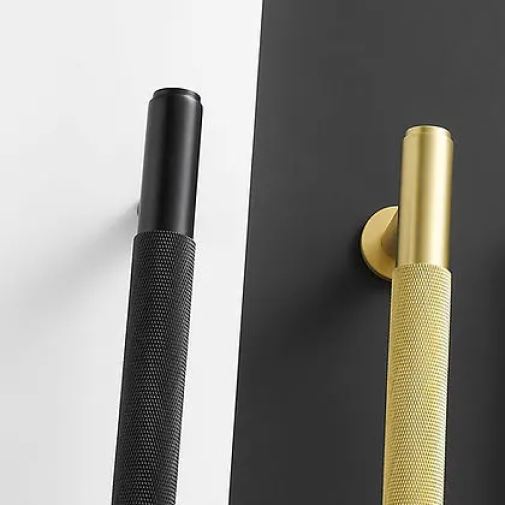 Nova Knurled Appliance Pull With Backplate | Sliding Door Handle | Barn Door Handle | Glass Door Handle | Entry Door Handle - Color: Matte Gold