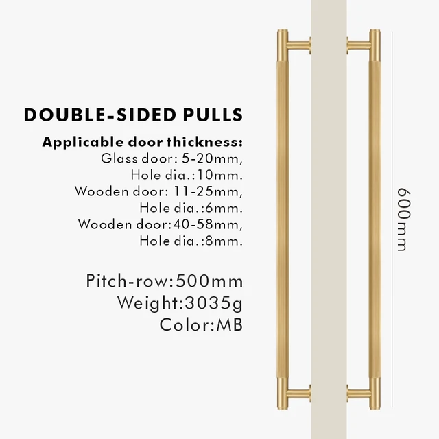 Sylvan Double-sided Striped Appliance Pull | Kitchen Handle | Shower Handle | Glass Door Handle | Room Handle | Bathroom Handle - Color: Matte Gold