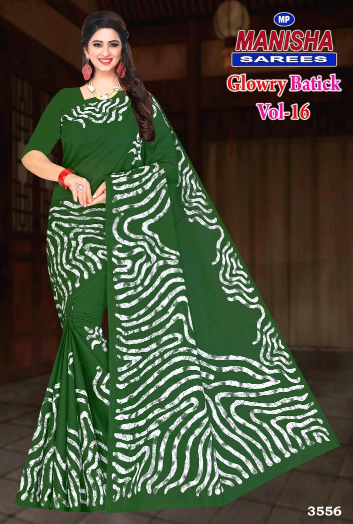 Glowry Batik Designer Sarees - Cotton Blend, Black Color | Party Wear With Printed Pattern, Suitable For Rainy And Summer Seasons, 1 Year Warranty
