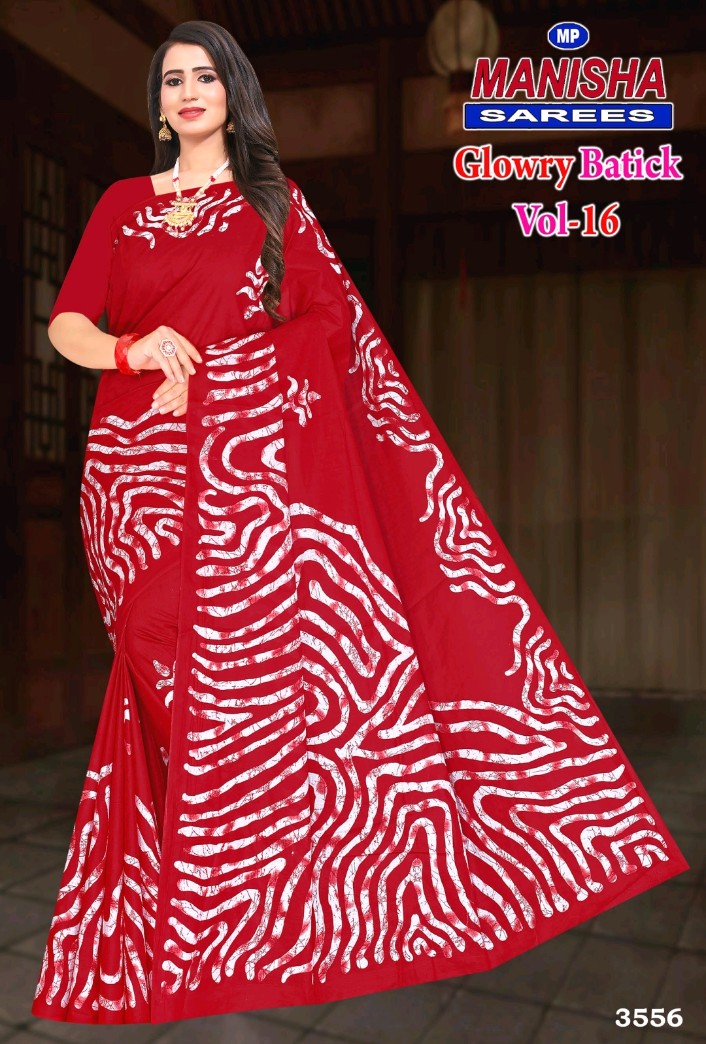 Glowry Batik Designer Sarees - Cotton Blend, Black Color | Party Wear With Printed Pattern, Suitable For Rainy And Summer Seasons, 1 Year Warranty