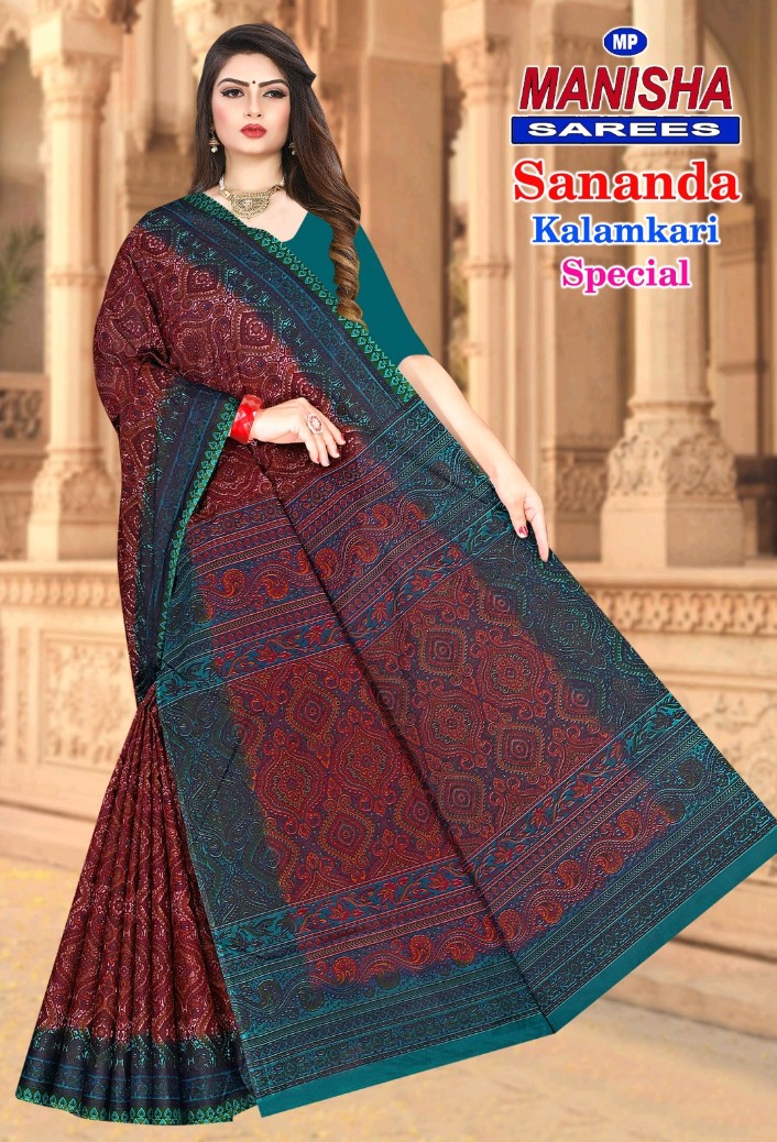 Sananda Kalamkari Designer Sarees - Printed Cotton Saree for Party Wear | Good Quality & Design, Perfect for Rainy, Summer, Spring Seasons