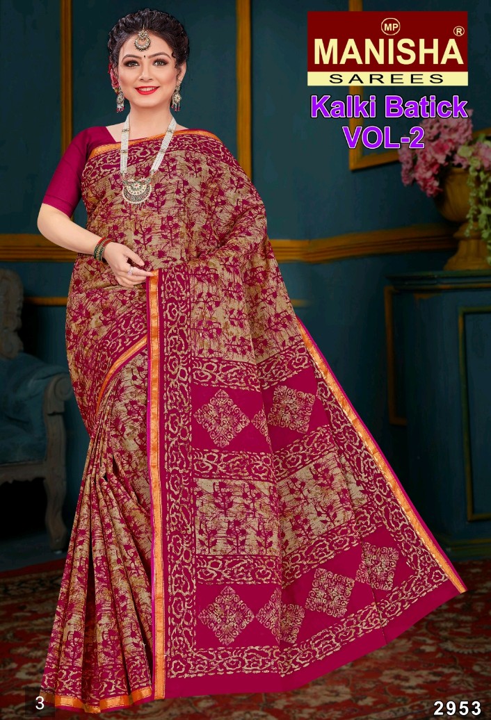 Kalki Batick Designer Sarees - Rainy & Summer Printed Cotton Saree | Female Party Wear 1-year Warranty Elegant Design & Quality