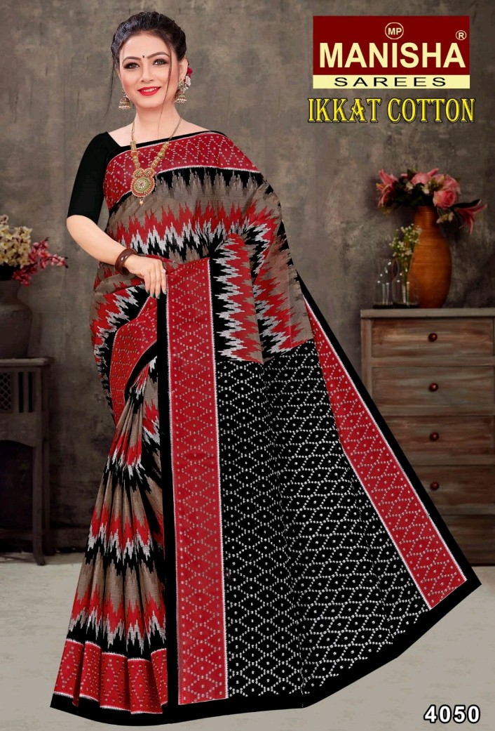Ikkat Cotton Designer Sarees - Cotton Material, Multicolour Design | Printed Pattern for Daily Wear in Rainy, Spring, and Summer Seasons