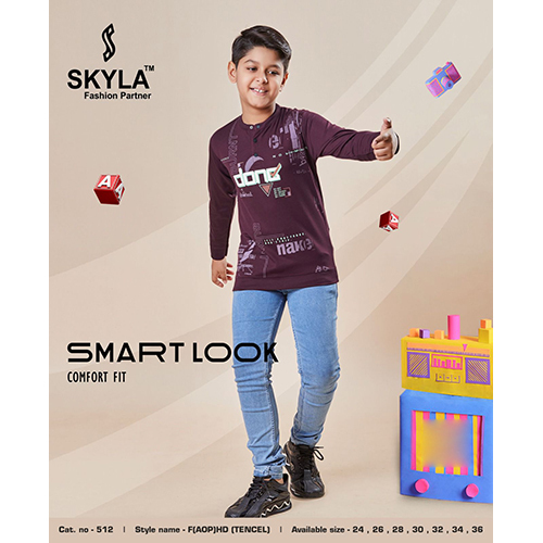 Boys Full Sleaves T-Shirt With Round Neck
