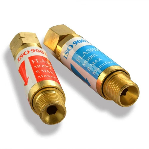 Flash Back Arrestor - Metal Construction , Golden Color with Various Sizes Available for Industrial Safety