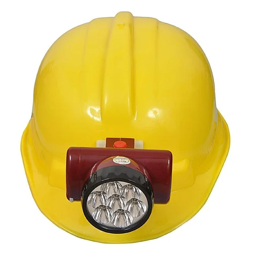 Safety Helmet - High-Quality ABS, Free Size, Bright Yellow | Built-in Torch for Hands-Free Lighting, Warranty Included