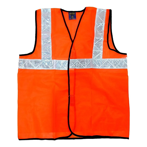 Reflective Safety Jacket - Polyester Material, Different Sizes Available | Bright Orange Color, Modern Design, Maximum Visibility Features