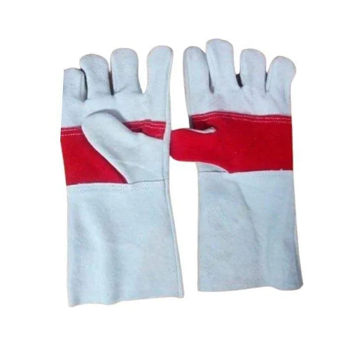 Red Palm Leather Gloves - Color: White