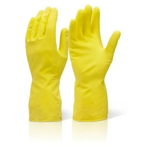 Industrial Rubber Gloves - High-Quality Rubber Material, Free Size, Yellow Color | Maximum Protection Against Chemicals and Oils, Secure Grip, Easy Identification