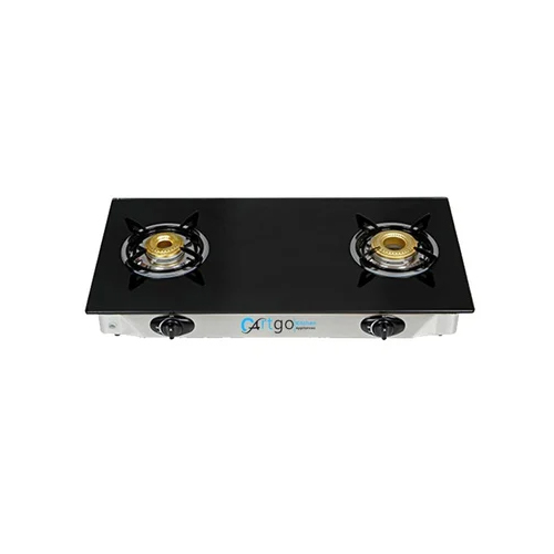 Cartgo Two Burner Gas Stove - Stainless Steel & Glass, LPG, Manual Ignition, Lightweight Design