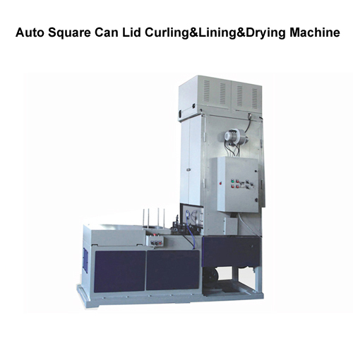 Automatic square can bottom lid curling and lining machine