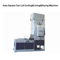 Automatic Square Can Bottom Lid Curling and Lining Machine - 55-60 Pcs/Min Capacity | Auto Punch Press, Automatic Strip Feeder, Conveyor, Drying Oven