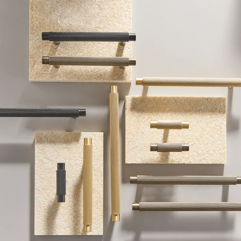 Apex Knurled Appliance Pull - Brass Material, Adjustable Sizes, Matte Gold & Custom Finishes | Versatile Handle For Sliding, Barn, Glass, Entry Doors & More