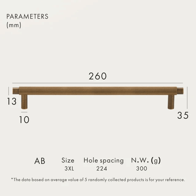 Apex Knurled Appliance Pull - Brass Material, Adjustable Sizes, Matte Gold & Custom Finishes | Versatile Handle For Sliding, Barn, Glass, Entry Doors & More