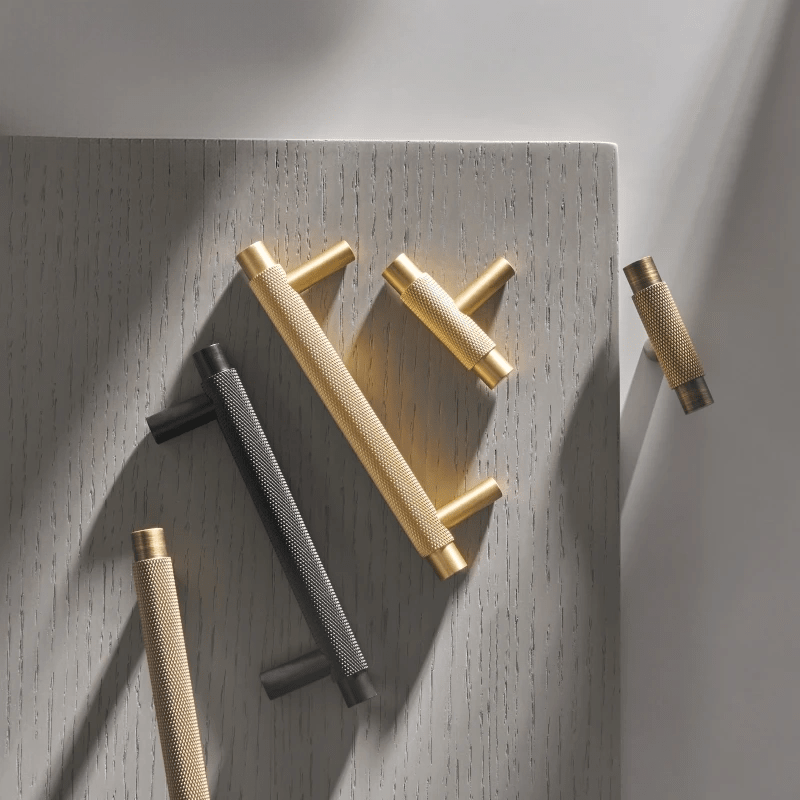 Apex Knurled Appliance Pull - Brass Material, Adjustable Sizes, Matte Gold & Custom Finishes | Versatile Handle For Sliding, Barn, Glass, Entry Doors & More