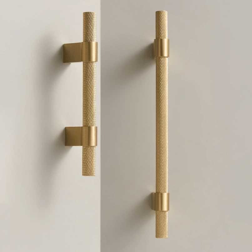 Alpha Knurled Appliance Pull | Sliding Door Handle | Barn Door Handle | Glass Door Handle | Refrigerator Handle | Kitchen Handle | Dishwasher Handle - Color: Matte Gold