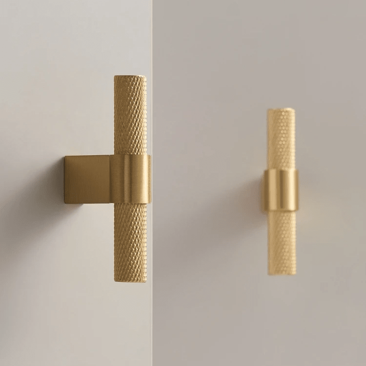 Alpha Knurled Appliance Pull | Sliding Door Handle | Barn Door Handle | Glass Door Handle | Refrigerator Handle | Kitchen Handle | Dishwasher Handle - Color: Matte Gold