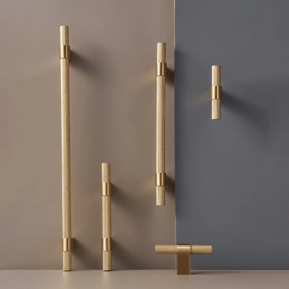 Alpha Knurled Appliance Pull | Sliding Door Handle | Barn Door Handle | Glass Door Handle | Refrigerator Handle | Kitchen Handle | Dishwasher Handle - Color: Matte Gold