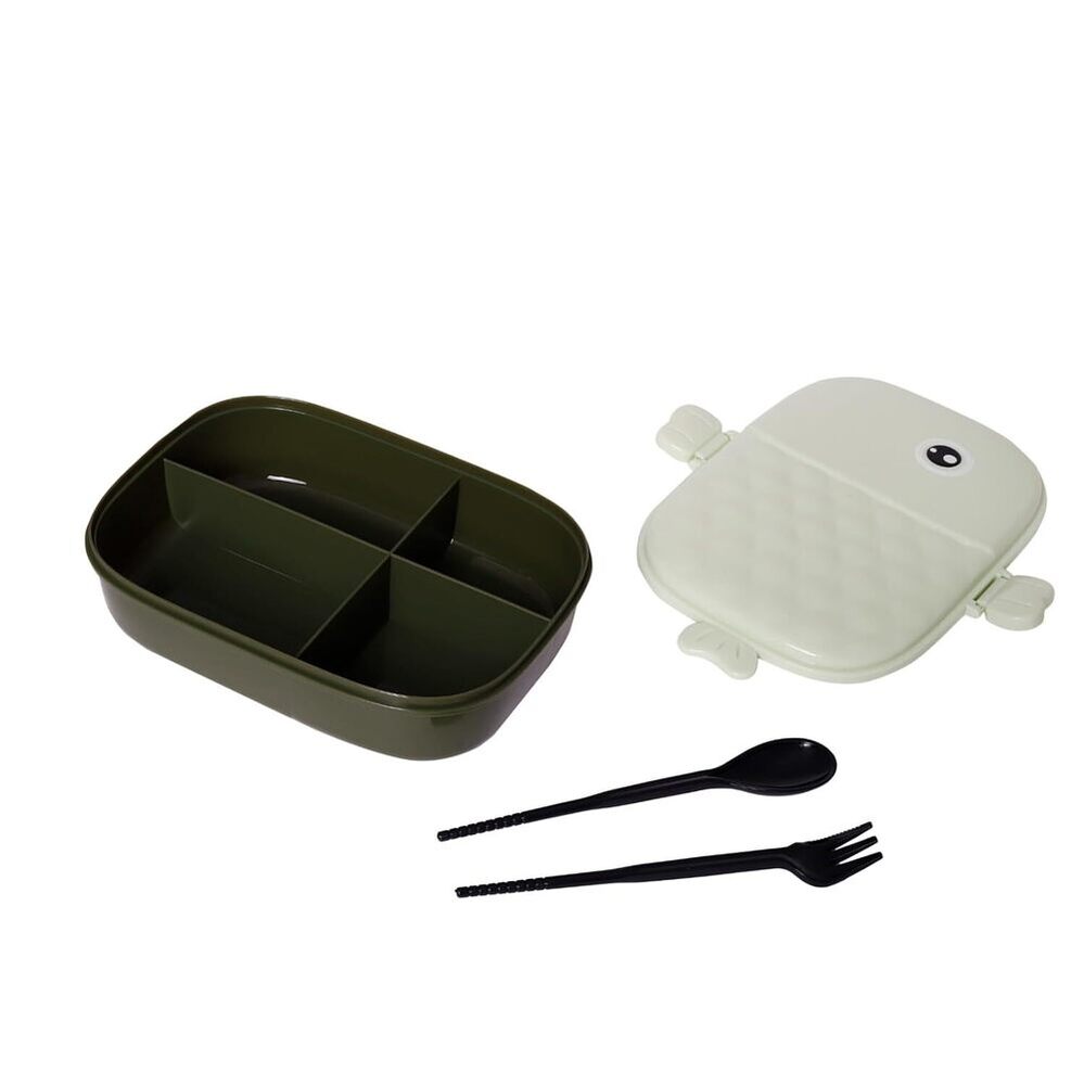 Cherrybox Bpa Free Lunch Box Leak Proof 4 Compartment Lunch Boxes With Spoon And Fork Tiffin Box Reusable Freezer Safe Food Containers For Adults And Kids 750ml - Color: Multi Color