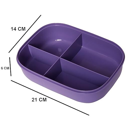 Cherrybox Bpa Free Lunch Box Leak Proof 4 Compartment Lunch Boxes With Spoon And Fork Tiffin Box Reusable Freezer Safe Food Containers For Adults And Kids 750ml - Color: Multi Color