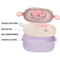 CherryBox BPA Free Lunch Box with Fork Handle Air Tight Lock Anti Slip with Fork for Kids and Adults 1000ML