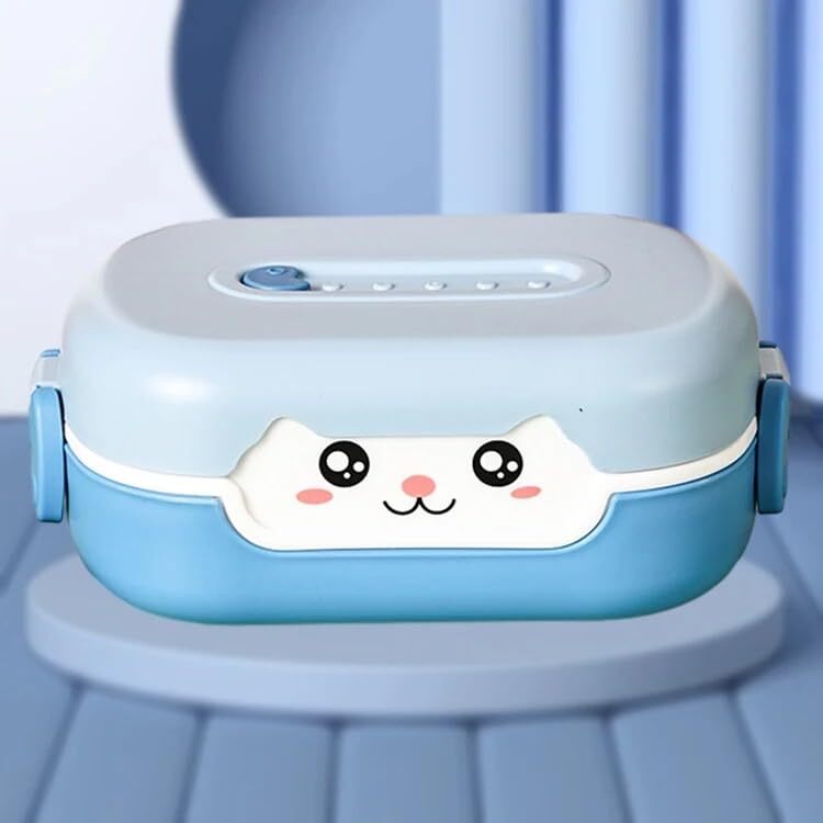 CherryBox Kids Lunch Box, Leak Proof, 2 Grid Heat Insulation Design Portable Lunch Box KidsBPA Free Bento Lunch Box, Microwave Safe Meal Prep Container Plastic Spoon Included 700ML