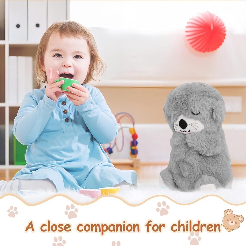 Breathing Teddy Bear With Music - Cotton , 22x15x12 Cm | Plush Sound Machine With Breathing Motion, Soothing Music, Smart Sensor, Vibrations