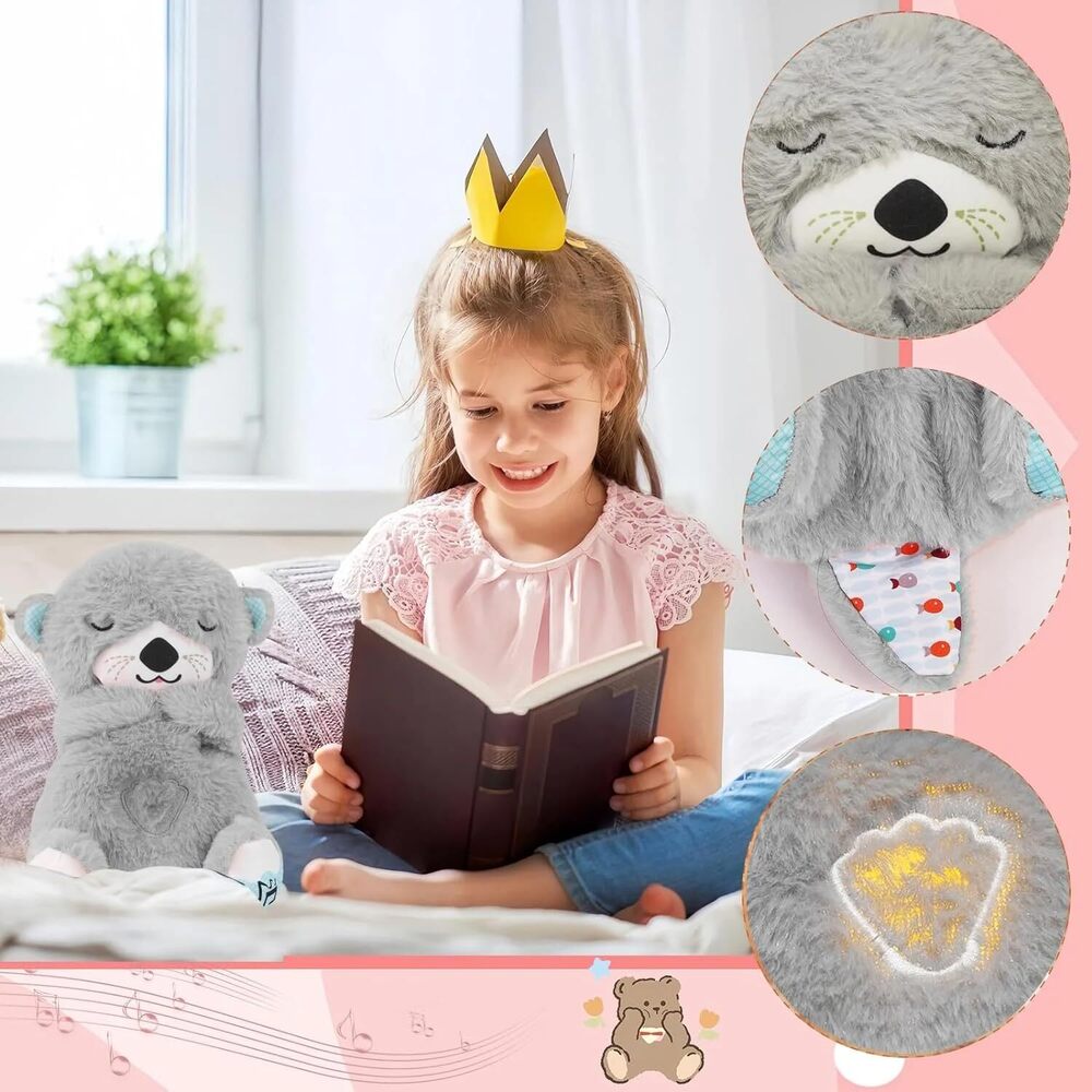 Breathing Teddy Bear With Music - Cotton , 22x15x12 Cm | Plush Sound Machine With Breathing Motion, Soothing Music, Smart Sensor, Vibrations