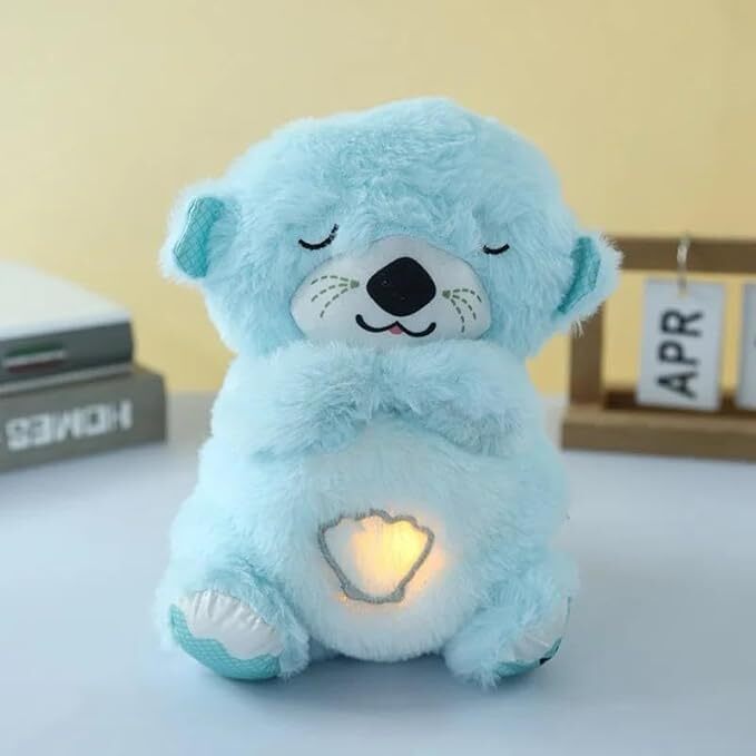 Breathing Teddy Bear With Music - Cotton , 22x15x12 Cm | Plush Sound Machine With Breathing Motion, Soothing Music, Smart Sensor, Vibrations