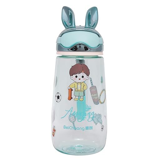 Cherrybox Rabbit Head Concise Bpa Free Material Cartoon Kids School Water Bottle 600 Ml With Diy Stickers - Color: Multi Color