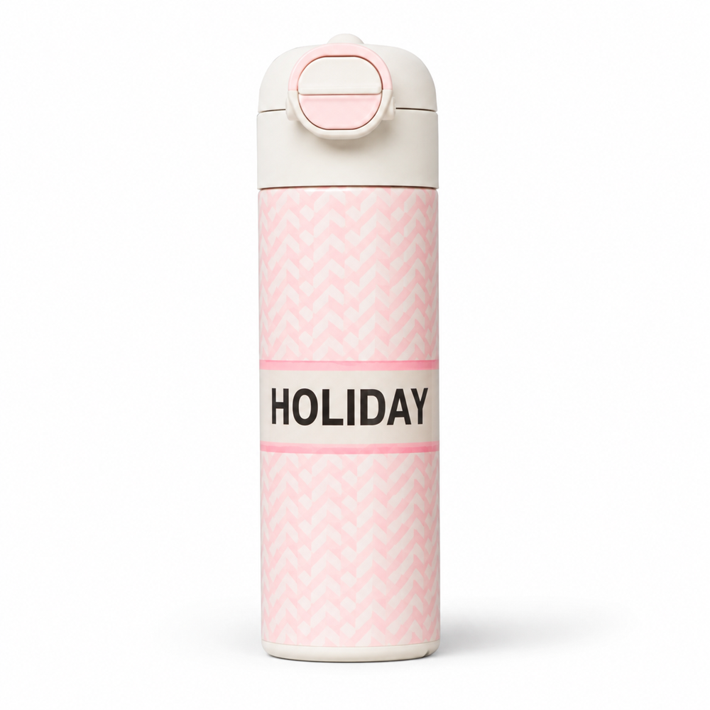 CherryBox Rabbit Head Concise BPA Free Material Cartoon Kids School Water Bottle 600 ML with DIY Stickers - Plastic, 600 ML, Multi Color, Round Shape | Ideal for School Use, Fun Customization with Stickers