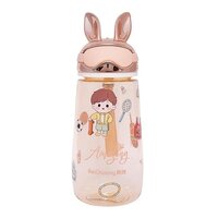 CherryBox Rabbit head Concise BPA free Material Cartoon Kids School Water Bottle 600 ML with DIY Stickers