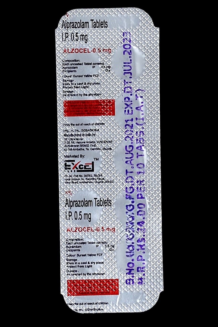 Alprazolam 0.5mg Tablet - Drug Type: General Medicines