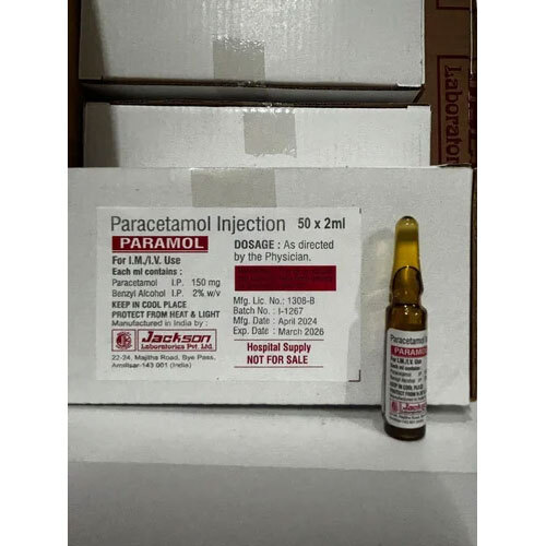 Paracetamol Injection - Liquid Dosage Form, Administered as Directed by Physician, Effective Pain Relief and Fever Reduction for Adults